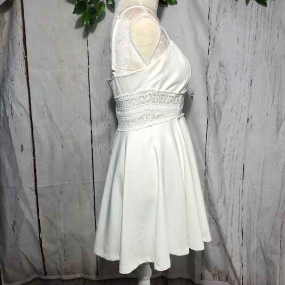 CHOIES WAIST LACE OFF WHITE SLEEVELES MINI DRESS SIZE M - Picture 5 of 8